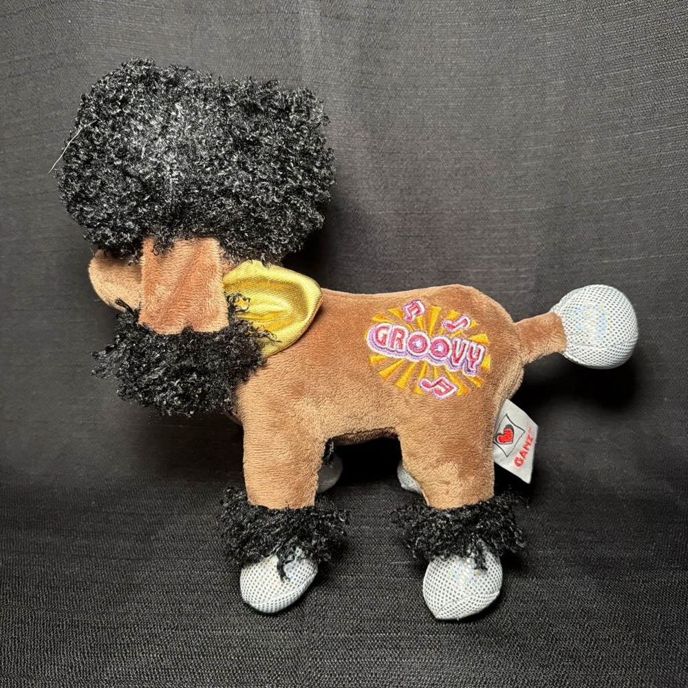 Ganz Webkinz Rockerz Groovy Poodle 11" Plush Brown Black Dog Gold Scarf NO Code